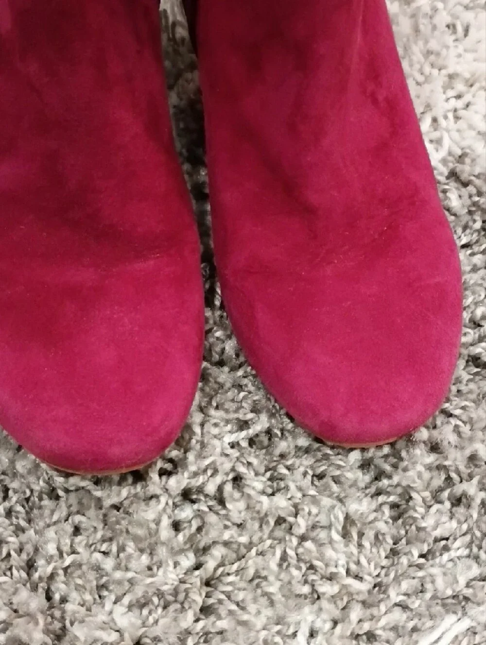 Sam Edelman Wine Colored Suede Ankle Booties with Gold Zip